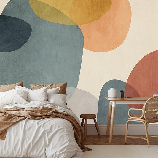 PYFFYP- Abstract Geometric Bohemian Wallpaper murals for Bedroom(Not Peel and Stick)