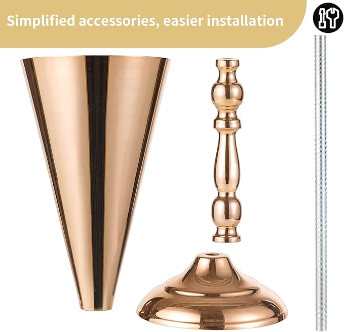 10 Pcs Tabletop Gold Metal Wedding Flower Trumpet Vase, 16.5 inch Table Decorative Centerpiece Artificial Flower Arrangements for Anniversary Ceremony Party Birthday Event Home Decoration (Gold)