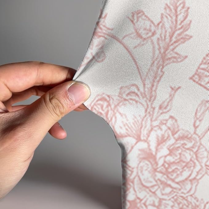 2Pcs Toile de Jouy Pink Bow and Floral Arch Backdrop Covers, Romantic French Style Spandex Arch Covers for Baby Shower, Girl Birthday, Wedding Party Decorations (6ft,5ft)