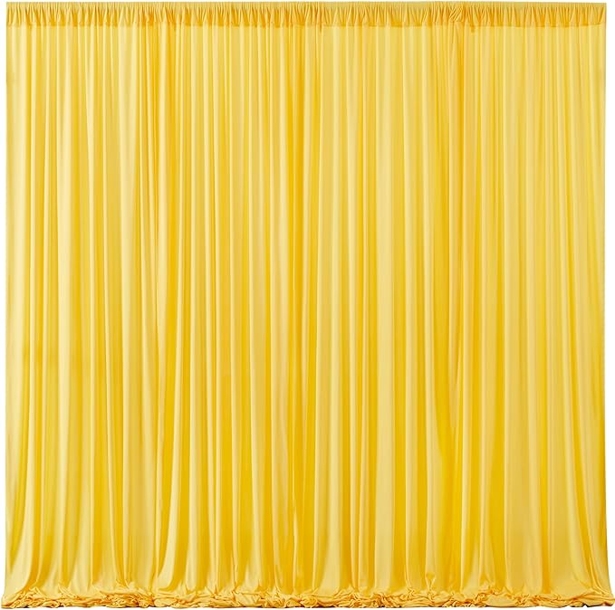 Yellow Backdrop Curtains-Wrinkle-Free Polyester Photography Drapes Party Curtain Background for Baby Shower Wedding Decorations- 40 X10FT