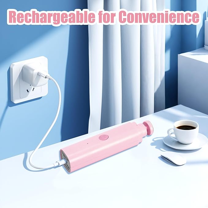 Baby Nail Trimmer Electric, Rechargeable Baby Nail Clippers, Baby Nail File Manicure Set with 6 Grinding Heads for Toddler, Newborn (Pink)