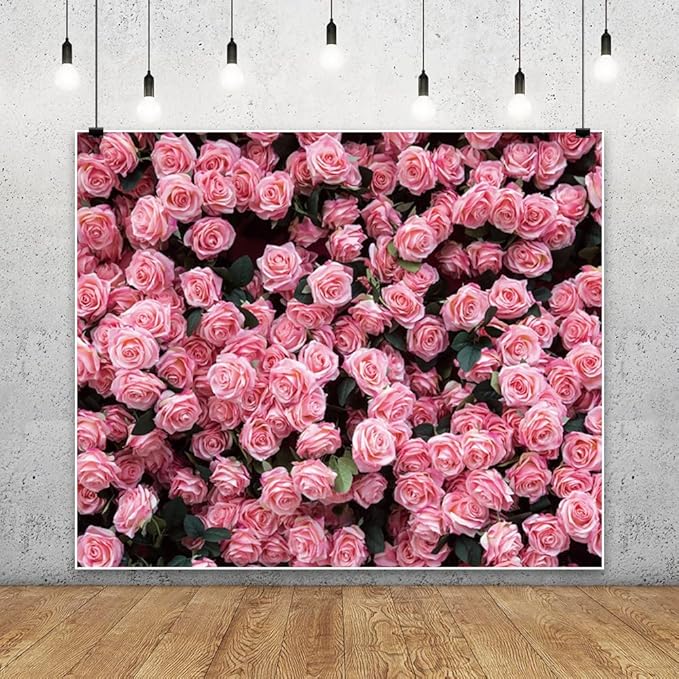 15x10ft Floral Backdrop for Party Photoshoot Pink Rose Flowers Wedding Birthday Bridal Shower Flower Wall Decorations Photography Background