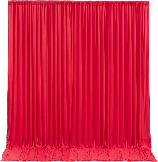 Red Backdrop Curtains 6 Panels-Wrinkle-Free Polyester Photography Drapes Party Photo Backgrounds for Wedding Christmas Photo Backdrops- 24 X10FT (Red)