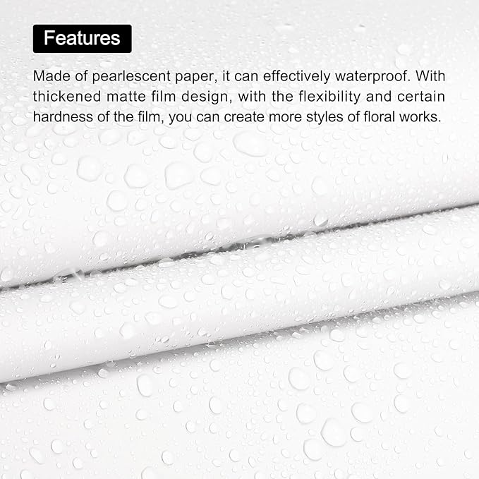 MECCANIXITY Pearlescent Film Flower Wrapping Paper 22.8x22.8 Inch Waterproof for DIY Crafts, Gift/Gift Box Packaging Cream White Pack of 10
