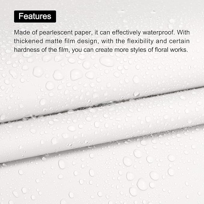 MECCANIXITY 10 Pcs Flower Wrapping Paper 22.8x22.8 Inch Waterproof Florists Wrapping Paper for Florist Bouquet Supplies, DIY Crafts, Gift/Gift Box Packaging White