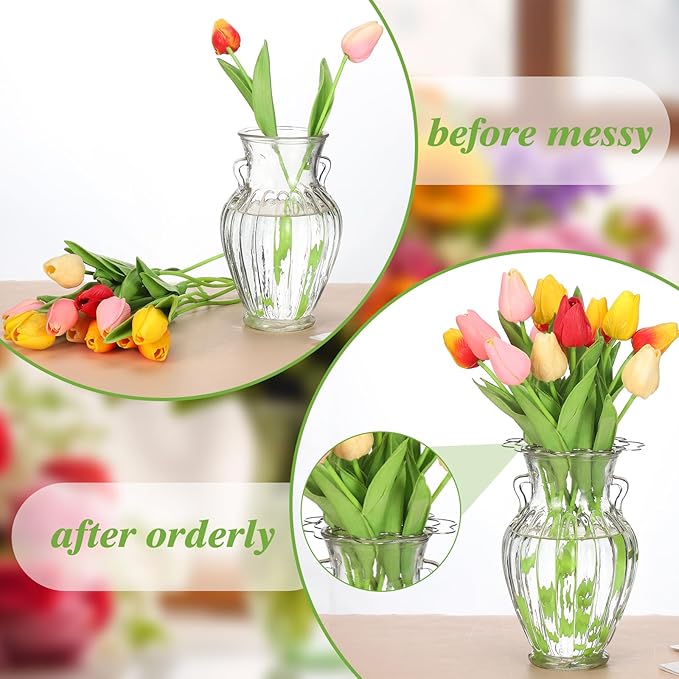 Hotop 3 Pcs Flower Arrangement Holder Floral Grid Flower Frog Tool Wire Stainless Steel Easy Arranger Floral Organizer for Vase Stems Bouquets(4.92'' Dia,Lovely Style)