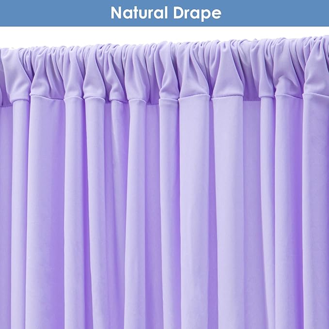 10x10ft Wrinkle Free Lavender Backdrop Curtain for Parties Soft Fabric Drapes Wedding Curtain Backdrop for Birthday Party Decorations Background for Photography 5x10ft,2 Panels
