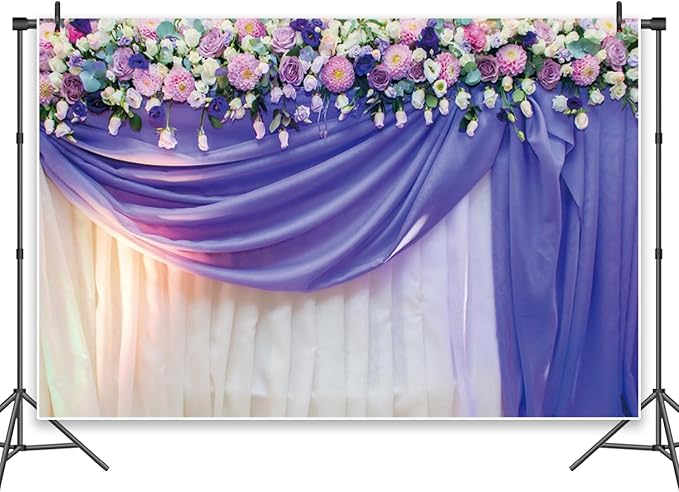 Leowefowa Flower Wedding Backdrop Wedding Pink Roses Floral Curtain Photography Background for Weeding Birthday Baby Shower Party Decorations Backdrop Photobooth 8x6.5ft Vinyl