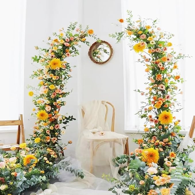 2pcs Large Wedding Arch with Base Flower Stand Arch Bracket Stand Backdrop Stand for Wedding Party Elegant Decorations & Garden Climbing Plants Vines,6.9&5.9 FT-White