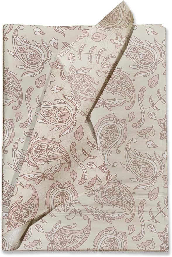 Pro Supply Global Pink Paisley Printed Tissue Paper for Valentine's Day Gift Bags or Boxes and Wrapping - Bulk Decorative Art Tissue Paper for Packaging and Gifting | 24 Sheets 20" x 30"