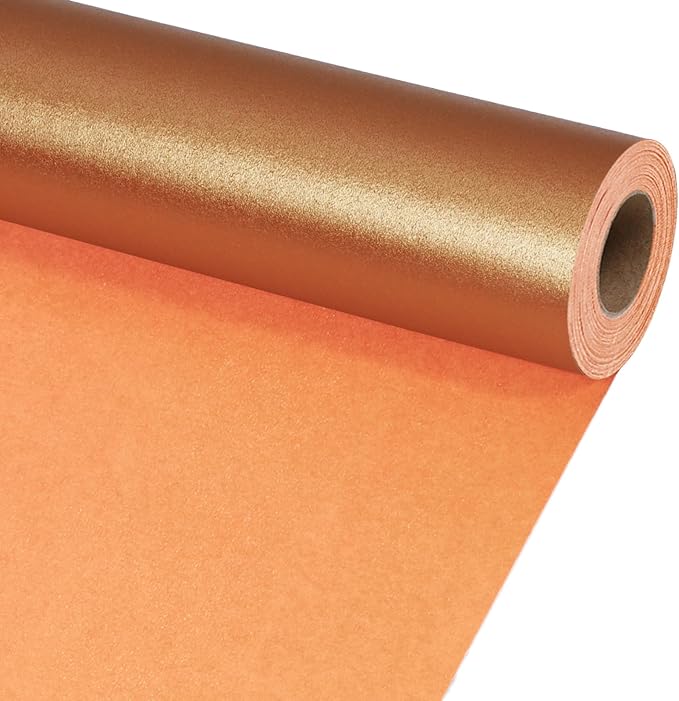 LaRibbons Copper Wrapping Paper, Mini Roll-17 Inch x 33 Feet Solid Color Pearly-Lustre Paper, Gift Wrapping Paper Rolls for Thanksgiving, Christmas, Birthday, Holiday Presents