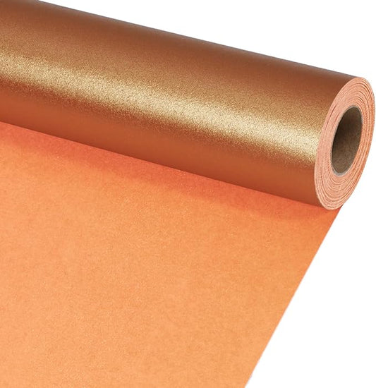 LaRibbons Copper Wrapping Paper, Mini Roll-17 Inch x 33 Feet Solid Color Pearly-Lustre Paper, Gift Wrapping Paper Rolls for Thanksgiving, Christmas, Birthday, Holiday Presents