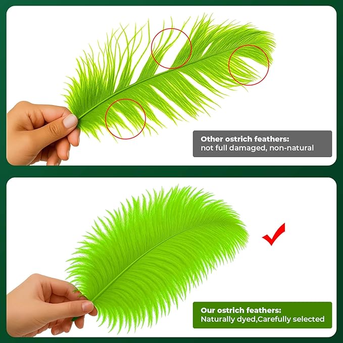 Piokio 20 pcs Lemon Ostrich Feathers Plumes 8-10 inch(20-25 cm) Bulk for DIY Handmade Artwork and DIY Clothes, Feather Pens, Dream Catcher, Table Decoration.