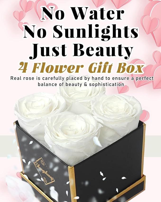 Changshunqi Forever Flowers, Preserved Real Roses in a Box Last 2-3 Years, Preserved Flowers Birthday Gifts For Womem Mom Roses Gifts for Her Girlfriends Friend Eternal Flowers Gift