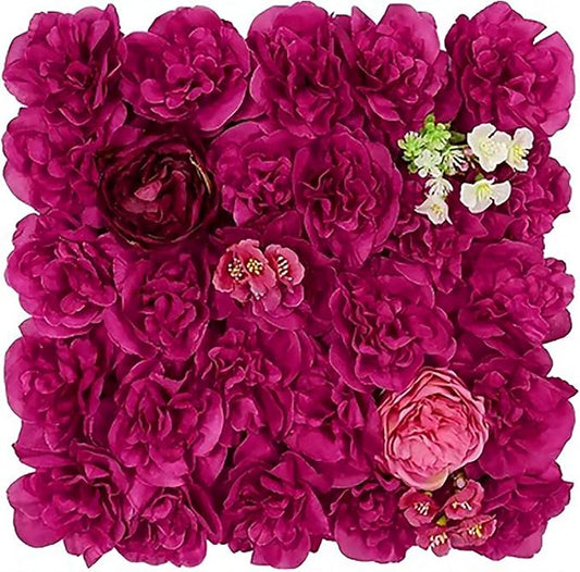 Flower Wall Backdrop, 12PCS 10.6"-15.7" Artificial Flower Wall Panel with Various Styles, 3D Floral Wall Decor for Wedding Photo Background Festive Party Home Decoration (L020, 15 * 15in)