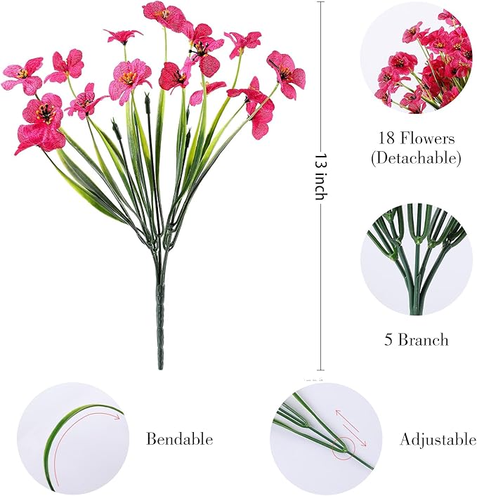 AGIRL 24 Bundles Artificial Flowers for Outdoor,No Fade Fake Plastic Flowers Faux Plants for Decoration Hanging Planters Indoor Outside Garden Porch Window Box Home Wedding Farmhouse