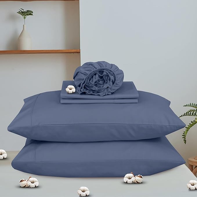 RUVANTI 100% Organic Cotton Sheets King Size, Percale Weave, GOTS Certified, 4-Piece Set, Deep Pocket 15", Crisp & Breathable, Soft Durable Bedding, Sábanas Algodón Orgánico – Wild Wind