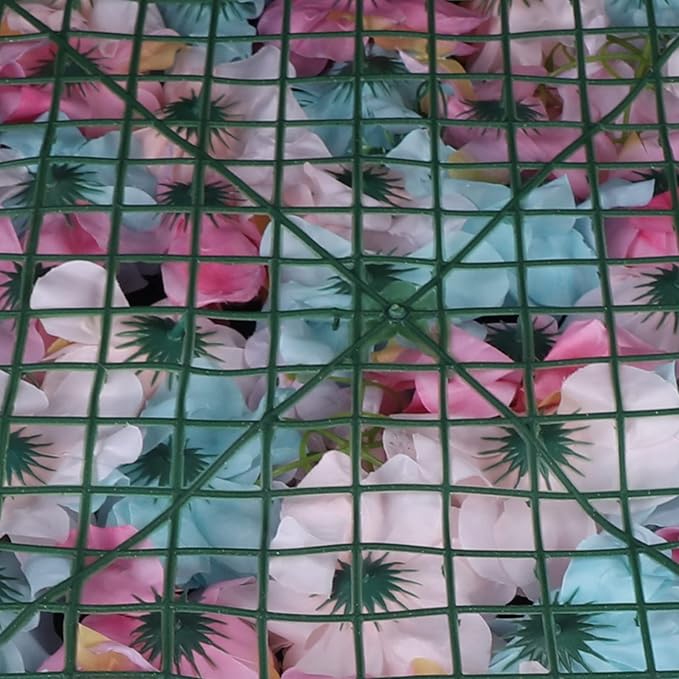 12pcs Simulated Flower Wall Decoration, 23.6x15.74in F-Lower W-All Panel for F-Lower W-All Backdrop, Flower Wall Decorative Background, Fine Grid, Multi-Tiered Petals, Photography Props