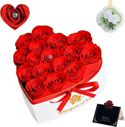 Luxury Preserved Roses – Forever Real Roses Flowers for Delivery in a White Box, Preserved Flowers Birthday Gifts for Women Mom Wife, Ideal for Anniversary (Red 16 Roses, 16 Roses)