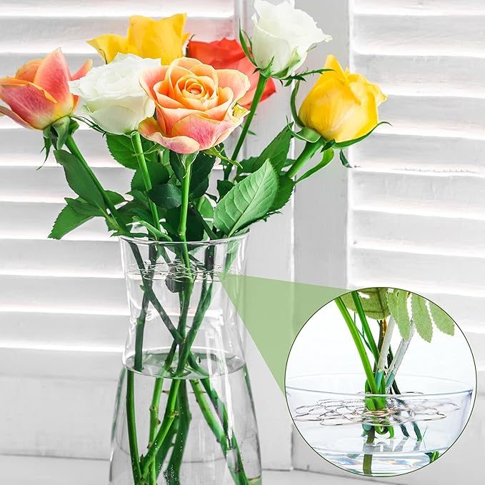 Hotop Stainless Steel Flower Arranger Frog Wire Flower Arrangement Holder Round Floral Lid Organizer Grid Tool for Floral Plant Vase Stems Bouquets Fixation(2 Pieces)