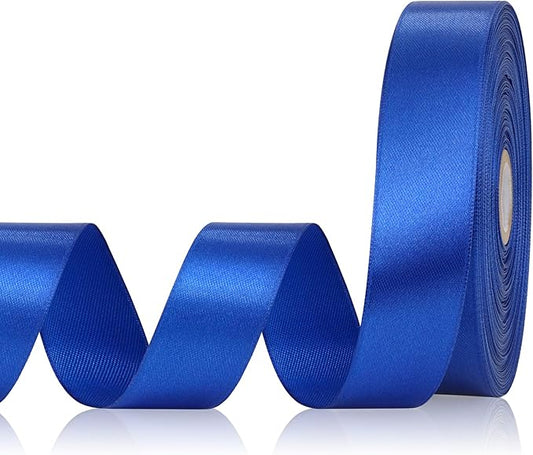 Blue Ribbon 1 Inch 60 Yards, Royal Blue Satin Ribbon for Gift Wrapping, Flower Bouquet, Graduation Lei, Crafts, Baby Shower, DIY Bows and Wedding Decorations