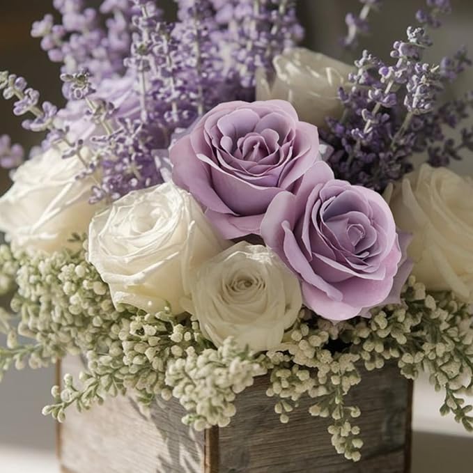 Felice Arts 12 Pack Purple Roses Artificial Flowers with Stems Fake Flowers Bouquet Silk Lilac Roses for Wedding Centerpiece Table Vase Home Kitchen Party DIY Decor