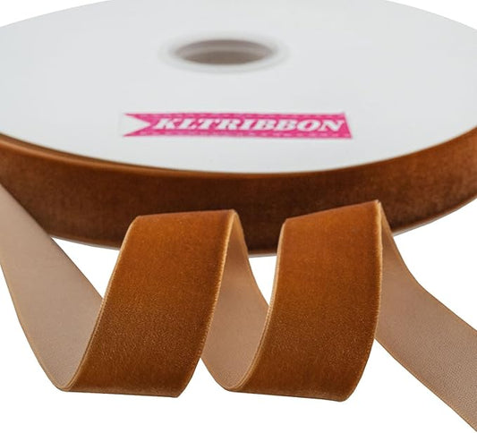 Nylon Velvet Ribbon Single Faced,1 Inch X 25Yards Spool (Ginger)