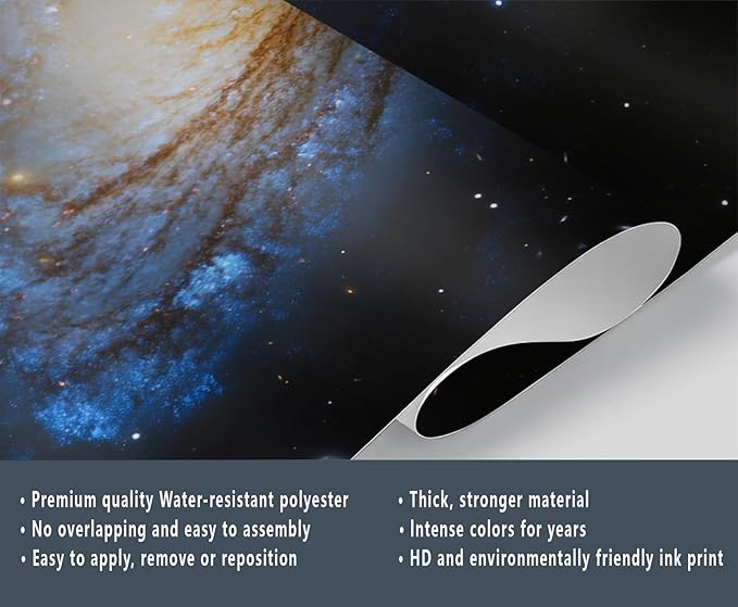Spiral Galaxy Wall Mural, Outer Space 3D Wall Murals, Universe Wallpaper Mural, for Living Room Bedroom Large Wallpaper Indoor Decor 197" W x124.8 H