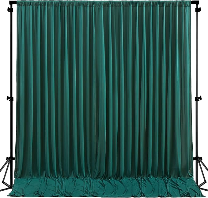 Hunter Green Backdrop Curtain-Wrinkle-Free Polyester Fabric Green Photography Curtains for Wedding Party Photo Background Decorations- 8 X10FT (Hunter Green)