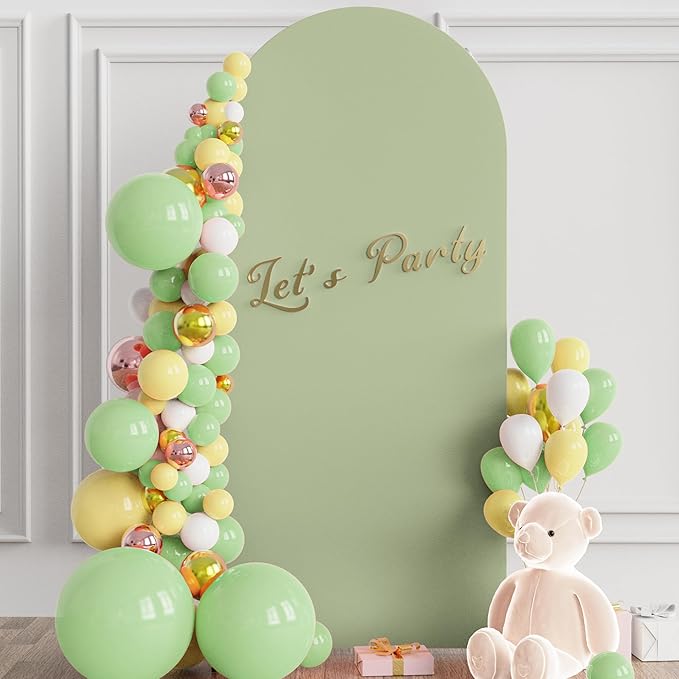 Wokceer 6FT Wedding Arch Cover Spandex Fitted Wedding Arch Stand Covers Round Top Sage Green Chiara Arch Cover for Birthday Party Ceremony Banquet Decoration