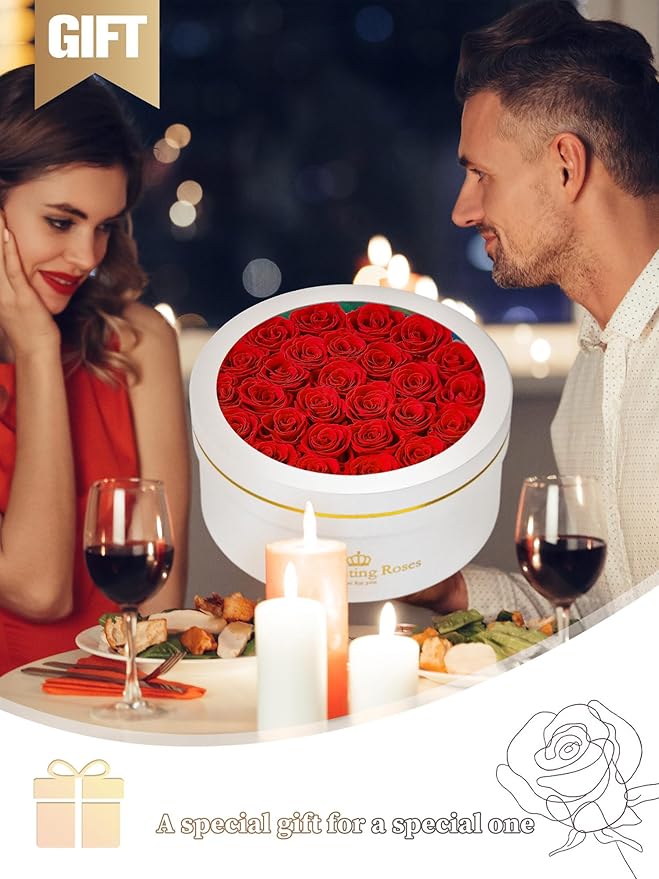 Preserved Roses Forever Flowers Real Roses in a Box Mother's Day Birthday Flowers for Her Mom Women Wife Valentine's Day, Red, 27 Piece