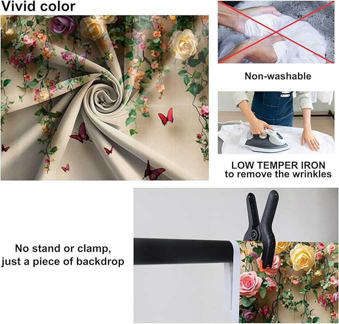 Baocicco 12x10ft Flowers Wall Photography Background Butterfly Spring Floral Botanical Banner Backdrop Vintage Wedding Birthday Backdrop Decorations Girls Party Table Cake Decoration Photo Props