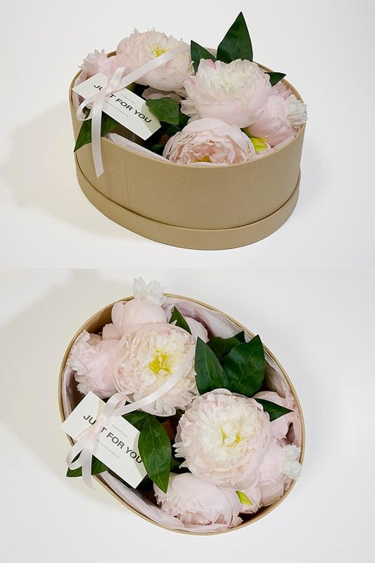 Peonies Artificial Flowers, Silk Pink Peony 2 Bouquets for Wedding, Faux Peony Flowers, Real Touch Peonies,Silk Flower Bouquet Peony Gift Box (Light Pink)