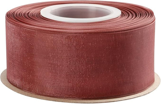 1-1/2 Inch Burgundy Shimmer Sheer Organza Ribbon Sheer Chiffon Ribbon 50 Yards-Roll Multiple Colors Available for Gift Wrapping Wedding Events Christmas Décor