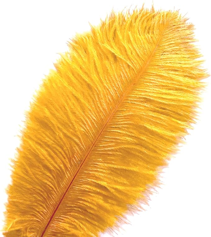 Piokio 10 pcs Natural Gold Ostrich Feathers 14-16 inch(35-40 cm) Bulk for Wedding Party Decoration Gatsby Decorations