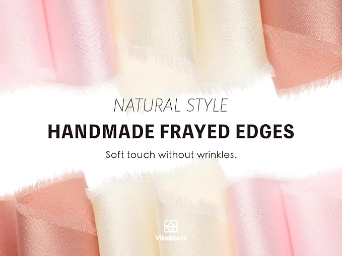 Vitalizart Silk Satin Ribbon 1 Inch x 15 Yard Wooden Spool Pink Handmade Frayed Ribbon for Gift Wrapping Baby Shower Wedding Bridal Bouquets Holiday Decor Hot Blush Pink