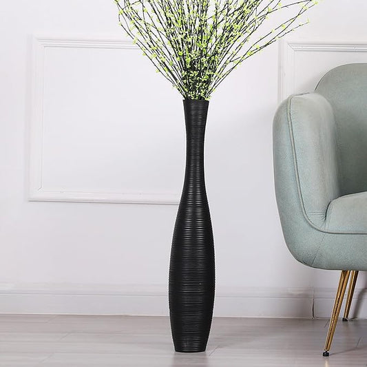 Leewadee Decorative Tall Floor Vase for Living Room Decor, 26 inches, Black, Resin