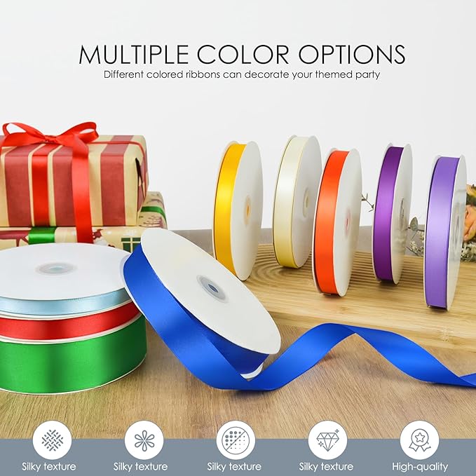 100 Yards 1 inch Satin Ribbon, Fabric Ribbon Solid Color Perfect for Gift Wrapping, Wedding, Handmade Bows, Floral Bouquets and Party Decoration(White)