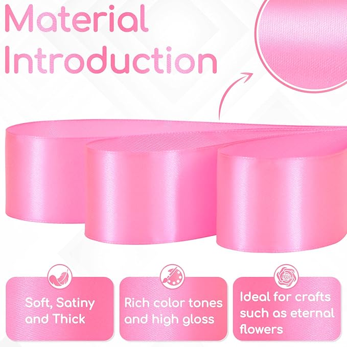 30 Yards Flamingo Pink Ribbon 1-1/2 Inch, Flamingo Pink Satin Ribbon for Gift Wrapping, Flower Bouquet, Crafts, Christmas, Wedding and Bow Making