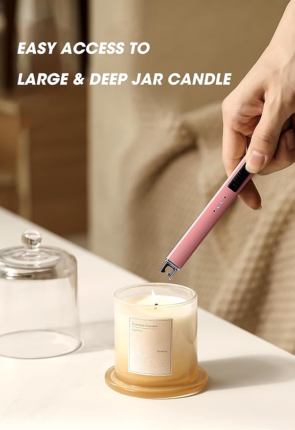 MEIRUBY Electric Candle Lighter, Christmas Stocking Stuffers Gifts for Women Mom Men Wife Sister, USB Arc Rechargeable Windproof Long Lighter for Candle BBQ Housewarming Birthday Gifts Idals