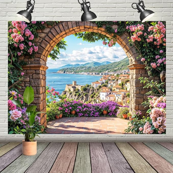 Garden Backdrop, Colorful Flower Floral Blossom Newborn Baby Shower Party Supplies Decoration Background Portrait Photoshoot Home Wall Decor Photo Studio Props 7x5ft
