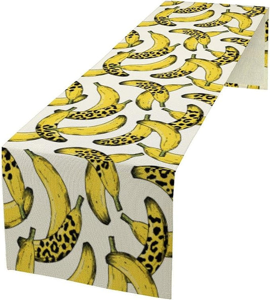 Banana Fruit Table Runner, Kitchen Dining Table Decor,Tropical Fruit Palm Leaves Table Runners for Indoor Outdoor Home Farmhouse Holiday Wedding Birthday Party Decoration, 13 x70 Inch