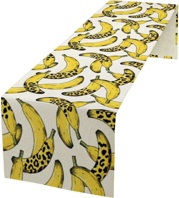 Banana Fruit Table Runner, Kitchen Dining Table Decor,Tropical Fruit Palm Leaves Table Runners for Indoor Outdoor Home Farmhouse Holiday Wedding Birthday Party Decoration, 13 x108 Inch