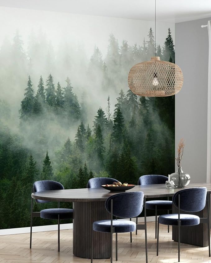 Forest Wall Murals Peel and Stick Forest murals Removable Waterproof Large Wallpaper for Living Room Bedroom (Color-3, 197×120 inch)