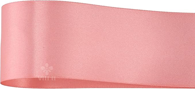 MEEDEE Blush Satin 2 Inch Ribbon Pink Double Faced Ribbon by 25 Yards Silk Ribbons Luxurious Satin Ribbons for Crafts, Weddings, Flower Bouquet, Cake Decoration