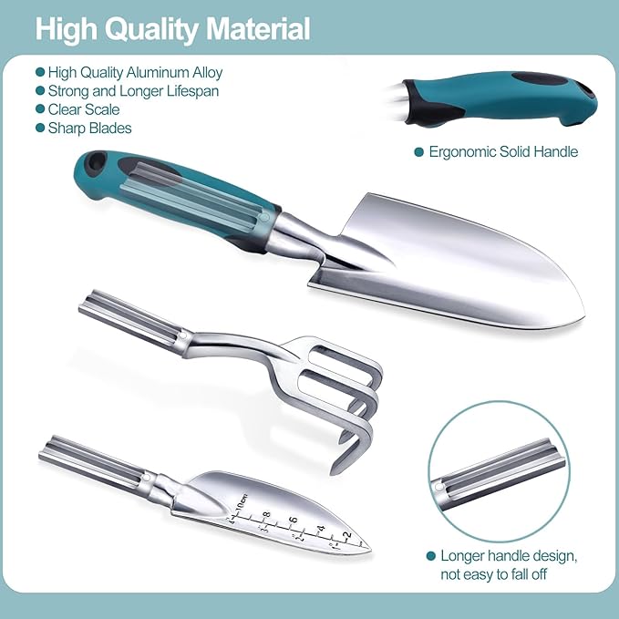 Kynup Garden Tools, Gardening Gift 7-Piece for Women, Gardening Hand Tools Set with Rust-Proof, Stainless Steel, Aluminum Alloy Material, Ideal Gardening Supplies, Essentials, Garden Stuff