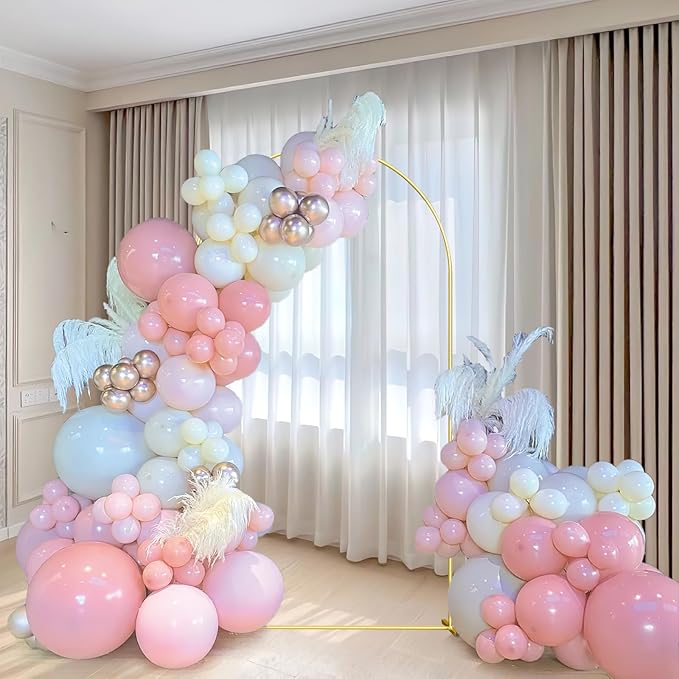 Wedding Arch Backdrop Stand 6.6FT Gold Wedding Balloon Arched Backdrop Stand Square Arch Frame for Birthday Party Bridal Baby Shower Ceremony Decoration