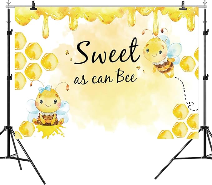10x8ft Baby Shower Backdrop Sweet as Can Bee Photography Background Honeycomb Honey Yellow Bumblebee Boys Girls Kids Birthday Party Banner Decorations Newborn Gender Reveal Photo Booth Prop