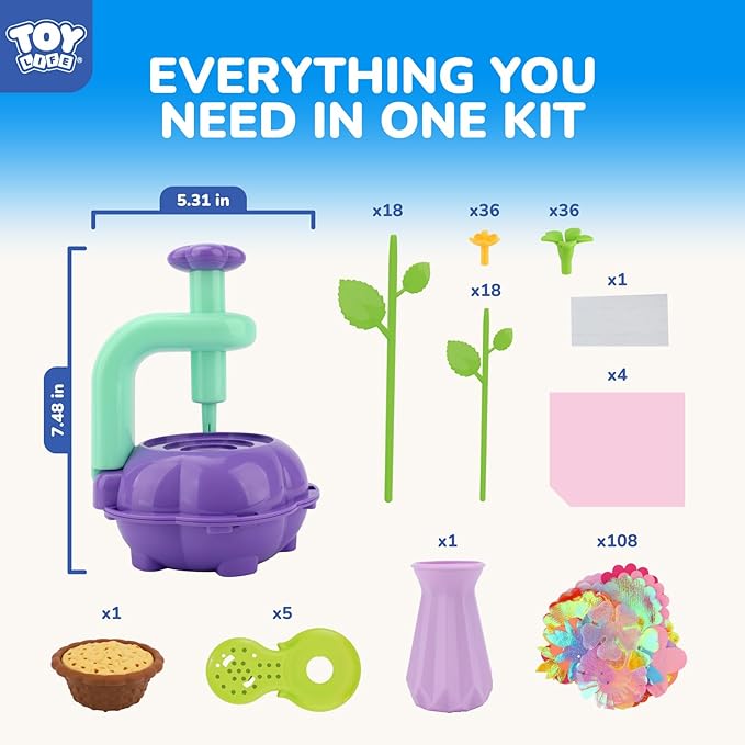 TOY Life Crafts for 3 4 5 6 7 8 Year Old Girls - DIY Fabric Flowers Bouquet Craft Kit for Kids – Art and Craft Kits for Kids Ages 4-8 | Educational Birthday Gifts for 3 4 5 6 7 8 Years Old Girls