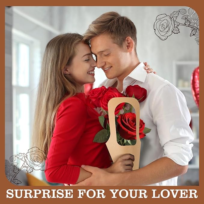 Cyblinia 25 Pack Paper Flowers Gift Bags Flower Bouquet Bags with Handle Flower Wrapping Bags for Wedding,Valentine's Day,Florist Shop Packaging Supplies, Inches, Brown